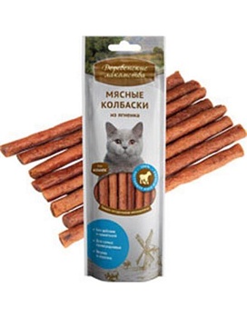 Деревенские Лакомства Мясные Колбаски Из Ягненка для Кошек 45г купить  зоотовары для животных