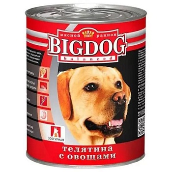 ЗООГУРМАН BIG DOG консервы для собак Телятина с овощами 850г купить 