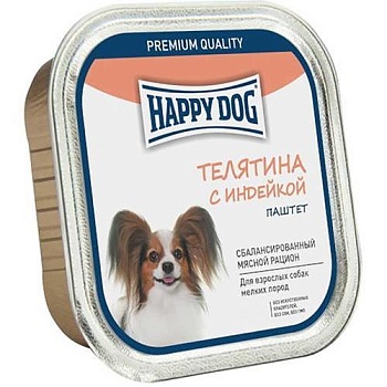 Happy Dog Natur Line консервы для собак Телятина с индейкой паштет 10х125гр купить 