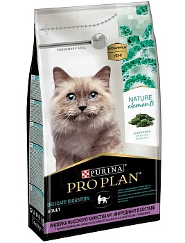 PRO PLAN Nature Elements Adult сухой корм для кошек с чувствительным пищеварение Индейка 1,4кг купить 