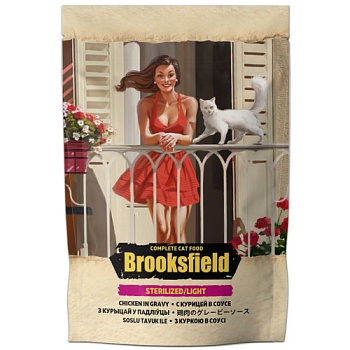 BROOKSFIELD Sterilized/Light Cat Chicken пауч для кошек Курица в соусе 22х85гр купить 