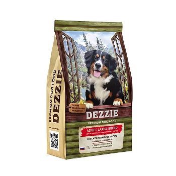 DEZZIE Adult Dog Large Breed Сухой корм для взрослых собак крупных пород Курица с Говядиной 15кг купить 