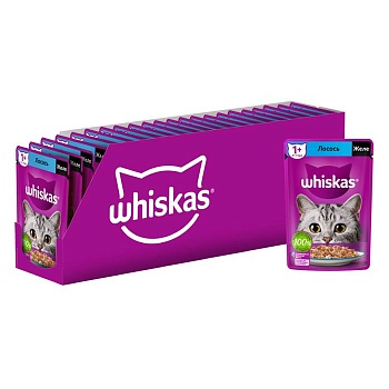 Whiskas консервы для кошек лоось в желе 28х75г купить 