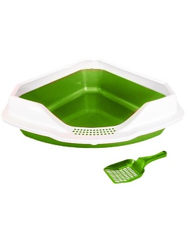 HOMECAT 56х42х17 см туалет для кошек угловой с бортиком и совком зеленый перламутр {3516302} купить  зоотовары для животных