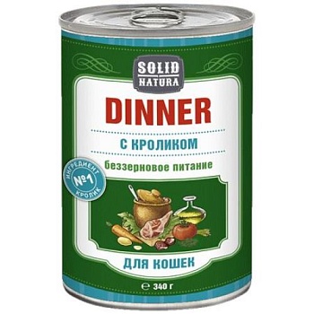 Solid Natura Dinner Консервированный корм для кошек Кролик 12х340г купить 