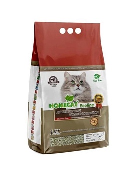 HOMECAT Ecoline древесный комкующийся наполнитель для кошачьих туалетов 18л купить  зоотовары для животных