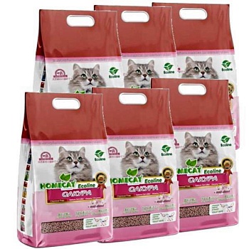 HOMECAT Ecoline Сакура комкующийся наполнитель для кошачьих туалетов с ароматом сакуры 6х6л купить 