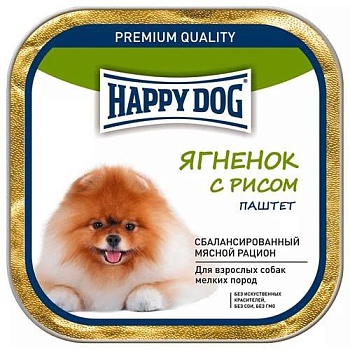 Happy Dog Natur Line консервы для собак Ягненок с рисом паштет 10х125гр купить 
