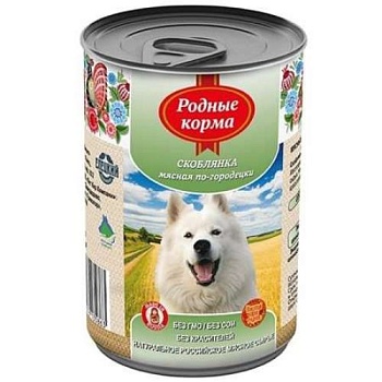 РОДНЫЕ КОРМА консервы для собак Скоблянка мясная по-городецки 6х970г купить 