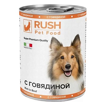 Rush Консервированный корм для собак с говядиной 24х400г купить 