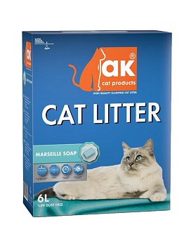 AK Cat Marseille Soap Комкующийся бентонитовый наполнитель с ароматом марсельского мыла 6л купить  зоотовары для животных