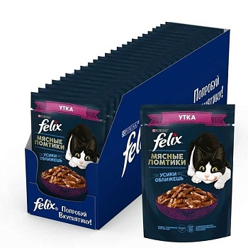Felix консервы для кошек мясные ломтики с уткой 26х85гр купить 