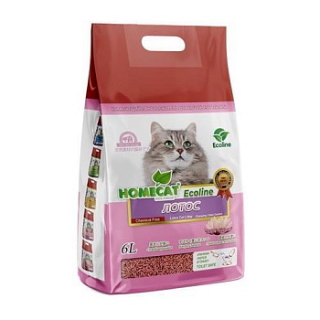 HOMECAT Ecoline Лотос комкующийся наполнитель для кошачьих туалетов с ароматом лотоса 6л купить 