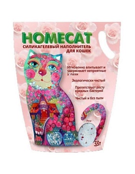 HOMECAT Роза Силикагелевый наполнитель для кошачьих туалетов с ароматом розы 3,6л купить  зоотовары для животных