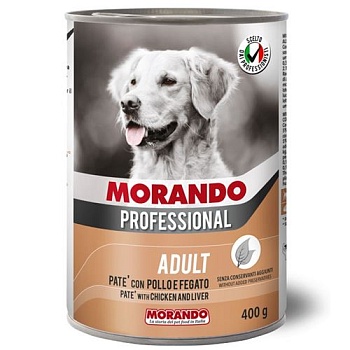 Morando Professional Консервированный корм для собак паштет с курицей и печенью 24х400г купить 