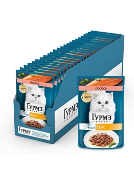 Гурмэ Перл Нежное филе влажный корм для кошек, с лососем в соусе 26х75г купить  зоотовары для животных
