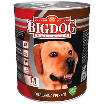 ЗООГУРМАН BIG DOG консервы для собак Говядина с гречкой 850г купить 