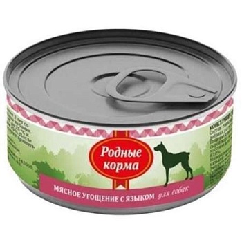 РОДНЫЕ КОРМА консервы для собак Мясное угощение с Языком 24х100г купить  зоотовары для животных