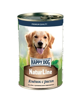 Happy Dog Natur Line консервы для собак Ягненок с рисом 12х410гр купить  зоотовары для животных