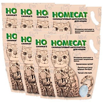 HOMECAT Стандарт Силикагелевый наполнитель для кошачьих туалетов без запаха 8х3,8л купить  зоотовары для животных