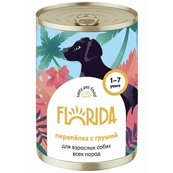FLORIDA консервы для взрослых собак всех пород перепёлка с грушей 400г купить 