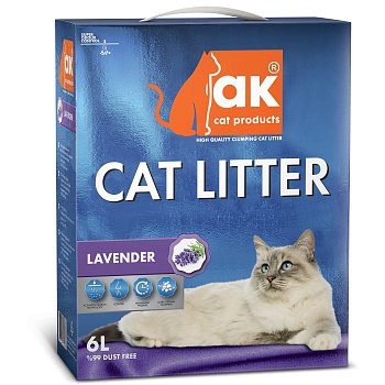 AK Cat Lavander Комкующийся бентонитовый наполнитель с ароматом лаванды 6л купить 