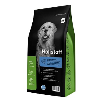 Holistoff беззерновой корм для собак и щенков средних и крупных пород с Белой рыбой и овощами 2кг купить 