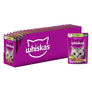 Whiskas корм для кошек паштет с уткой 28х75г купить 