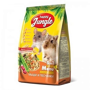 HAPPY JUNGLE Корм для мышей и песчанок 400гр купить 