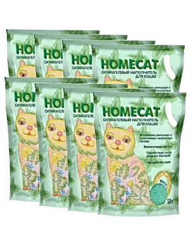 HOMECAT Мята силикагелевый наполнитель для кошачьих туалетов с ароматом мяты 8х3,8л купить  зоотовары для животных