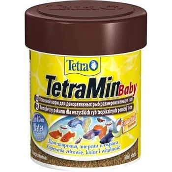 TETRA Min Baby Основной корм, обогащенный протеином, для мальков до 1 см, мелкая крупа. 66гр купить 