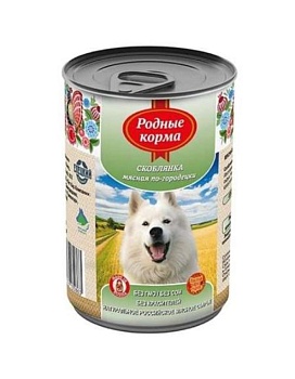 РОДНЫЕ КОРМА консервы для собак Скоблянка мясная по-городецки 6х970г купить  зоотовары для животных