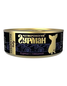Четвероногий Гурман Золотая Линия для Щенков Курица с Говядиной в Желе 12х100г купить  зоотовары для животных
