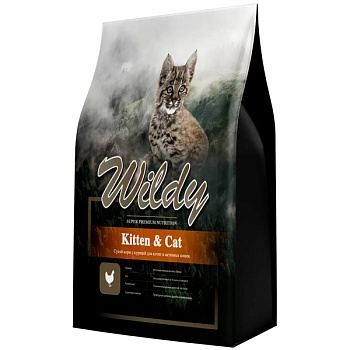 Wildy Kitten & Cat Сухой корм с курицей для котят и активных кошек 1кг купить 