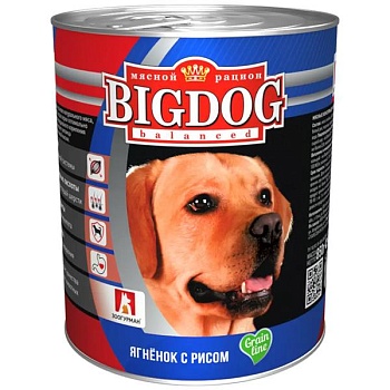 ЗООГУРМАН BIG DOG консервы для собак Ягненок с рисом 9х850гр купить 