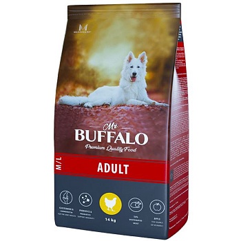 Mr.Buffalo B129 ADULT M/L сухой корм для собак средних и крупных пород с курицей 14кг купить 