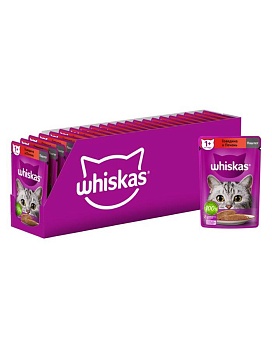 Whiskas Паштет с Говядина и Печень 28х75г купить  зоотовары для животных