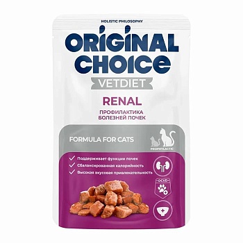 ORIGINAL CHOICE VETDIET Renal диетическое полнорационное питание для взрослых кошек профилактика болезней почек 14х85г купить  зоотовары для животных