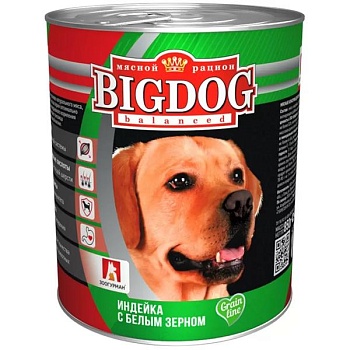 ЗООГУРМАН BIG DOG консервы для собак Индейка с белым зерном 9х850гр купить 