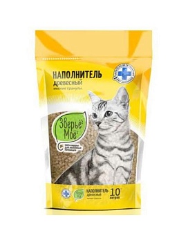 Наполнитель для кошек Зверьё Моё Древесный Мелкие Гранулы 3х10л купить  зоотовары для животных