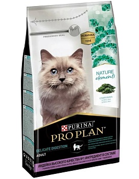 PRO PLAN Nature Elements Adult сухой корм для кошек с чувствительным пищеварение Индейка 1,4кг купить  зоотовары для животных