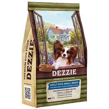 DEZZIE Adult Dog Small Breed Сухой корм для взрослых собак мелких пород Курица с Говядиной 3кг купить 