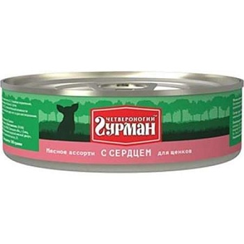 Четвероногий Гурман Мясное Ассорти для Щенков с Сердцем 24х100г купить  зоотовары для животных