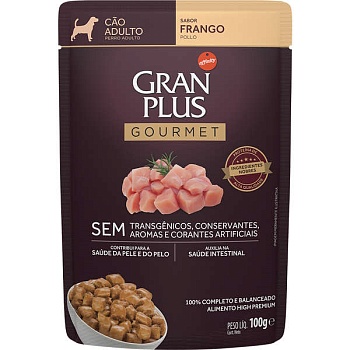 GRANPLUS DOG пауч для взрослых собак с курицей 18х100г купить 