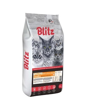 Blitz Сухой Корм для Взрослых Кошек Индейка 10кг купить  зоотовары для животных