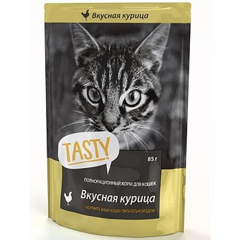 TASTY Petfood консервы для кошек с курицей в желе 25х85г купить 