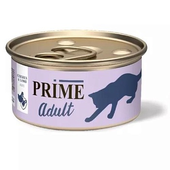 PRIME MEAT паштет для кошек Курица и Ягненок 24х75гр купить 