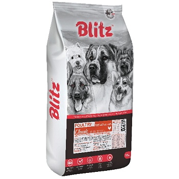 BLITZ ADULT DOG POULTRY корм для взрослых собак Домашняя птица 15кг купить 