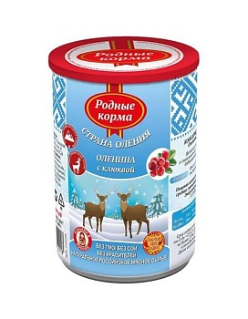 РОДНЫЕ КОРМА консервы для собак оленина с клюквой 12х400гр купить  зоотовары для животных