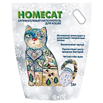 HOMECAT Морозная свежесть Силикагелевый наполнитель для кошачьих туалетов с ароматом морозной свежести 7.6л купить 